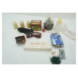 Vintage Sandbakkel Set, Extension Cord, Oil Lamp Base, Solar Shield Over Glasses Sunglasses, Safety Candles, and More