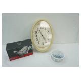 Pfaltzgraff Winterberry Sleigh Dish & Vintage Oval Wall Clock