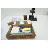 Desk Lamp, Paper Clips, Vintage Pencil Holders, Other Office Supplies