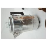 Vintage Travel Electric Coffee Pot Kit w/Red Plaid Bag