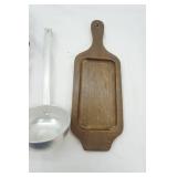 Vintage Hand Mixer, Graniteware Roaster, Aluminum Ladle, Wooden Hot Plate/Serving Plate