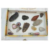 Collectible Rocks and Trinkets-arrowhead, petrified item and more