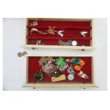 Vintage Jewelry Box and Contents