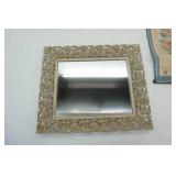 Swedish Jute Wall Hanging Folk Art "Good and Happy Shall Man Be", Mirror, Vintage Bottles