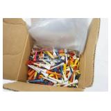 Box of Wooden Golf Tees ad Bags