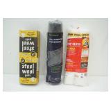 (3ct) Rolls of Plastic Covering & Steel Wool