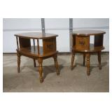 Vintage Wooden Side Table 20" Diameter & Matching Wooden Side Table 27"x17"x24"