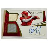 JR Crawford Auto Dual Relic /99 2018 Immaculate Collection #RDM-JC Numbered 12/99 Baseball Card