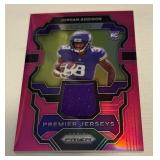 Jordan Addison  RC Relic Pink Prizm 2023 Premier Jerseys #PJ-JA Rookie Minnesota Vikings Footbal Card