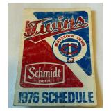 1976 Minnesota Twins Vintage Pocket Schedule With Schmidt Beer Ad