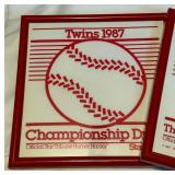 Minnesota Twins Homer Hankies Framed 1987 and 1991 World Series Baseball