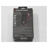 Monster Essentials Power Wall Tap Surge Protector, 6 Outlets + USB Ports Black