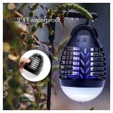 2 Pack of Dartwood Outdoor Bug Zapper - Waterproof, USB Rechargeable and Battery Powered Mosquito Killer, Insect Trap and Fly Swatter