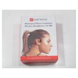 Dartwood Bone Conduction Headphones - Waterproof Wireless Bluetooth Open Ear with 16 GB Internal Storage (Black)