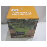 INFINITY JY17114-G CHALKBOARD BUCKET PLANTER, CERAMIC, GREEN, 8.27" X 7.68"