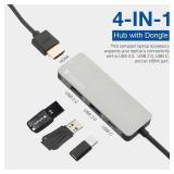 Verbatim 4-in-1 USB C Hub Adapter with Dongle - 60W Power Delivery, USB 3.0, USB 2.0 for USB C Laptops