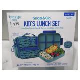 NEW Bentgo 2-Piece Kids Snap & Go Lunch Set: Leak-Proof Lunch Box & Deluxe Insulated Lunch Bag - Shark
