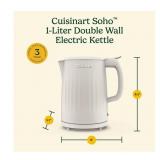 NEW Cuisinart Soho 1-Liter Double-Wall Electric Kettle with Cord Storage - Truffle