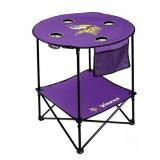 NEW Logo Brands NFL 27.6" XL Round Tailgate Table with Bottom Shelf - Minnesota Vikings