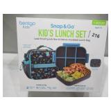 NEW Bentgo 2-Piece Kids Snap & Go Lunch Set: Leak-Proof Lunch Box & Deluxe Insulated Lunch Bag - Dinosaurs