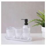 NEW Details by Becki Owens 4-Piece Glass Bath Accessory Set - NEW Ridge