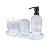 NEW Details by Becki Owens 4-Piece Glass Bath Accessory Set - NEW Ridge