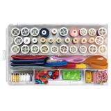 NEW ArtBin 7003AB Sew-Lutions Sewing Supply Storage System with Lift-Out Thread Spool Tray, [1] Plastic Storage Case, Clear