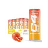 Cellucor C4 Smart Energy Drink, Blood Orange Yuzu Flavor, Zero Sugar, Carbonated, 12 oz can (12 Pack) - BB 11/2024