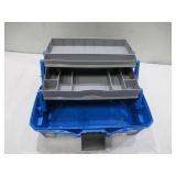 NEW Flambeau Outdoors 6382TB 2-Tray Tackle Box - Classic Fishing Lure Storage Organizer, Medium Portable Tackle Box, 15 Tray Compartments, Blue/Gray