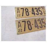 1922 Vintage Minnesota License Plates