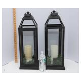 Set of Two Lanterns with Battery-Operated Candles – 23.5" Tall