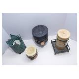 Set of Decorative Candles – Three Large & One Battery-Operated with Holder