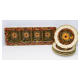 Certified International Salad Plate Set – 4 Plates with Matching Serving Tray