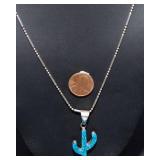 Sterling Silver Inlay Cactus Necklace