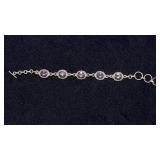 Vintage Sterling Silver Amethyst Link Bracelet – 925
