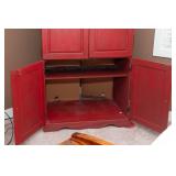 Large Red Painted Armoire / Entertainment Cabinet