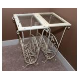Set of Two White Side Tables with Glass Tops