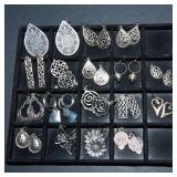 Set of 17 Silvertone Earrings