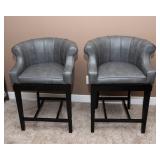 Set of Two Faux Leather Barstools