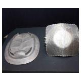 Set of Two Vintage Silver-Tone Metal Trays