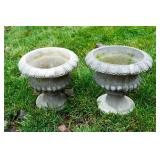 Set of 2 Cement Planters – 14" Diameter x 13" T