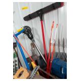 Variety of Garage/Yard Tools & Rolling Garbage Can