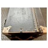 Antique Model A Car Trunk with Leather Handle and Lined Interior