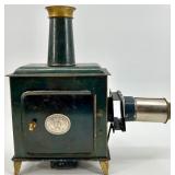 Antique German Magic Lantern Projector with Original Glass Slides and Box