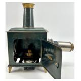Antique German Magic Lantern Projector with Original Glass Slides and Box