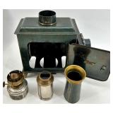 Antique German Magic Lantern Projector with Original Glass Slides and Box