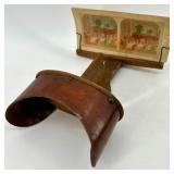 Antique Wooden Stereoscope Viewer with Collection of Stereograph Cards