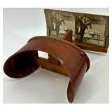 Antique Wooden Stereoscope Viewer with Collection of Stereograph Cards