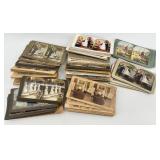 Antique Wooden Stereoscope Viewer with Collection of Stereograph Cards