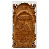 Antique Carved Wood Plaque Ship Ahoy Inn 1801 with Colonial Portrait